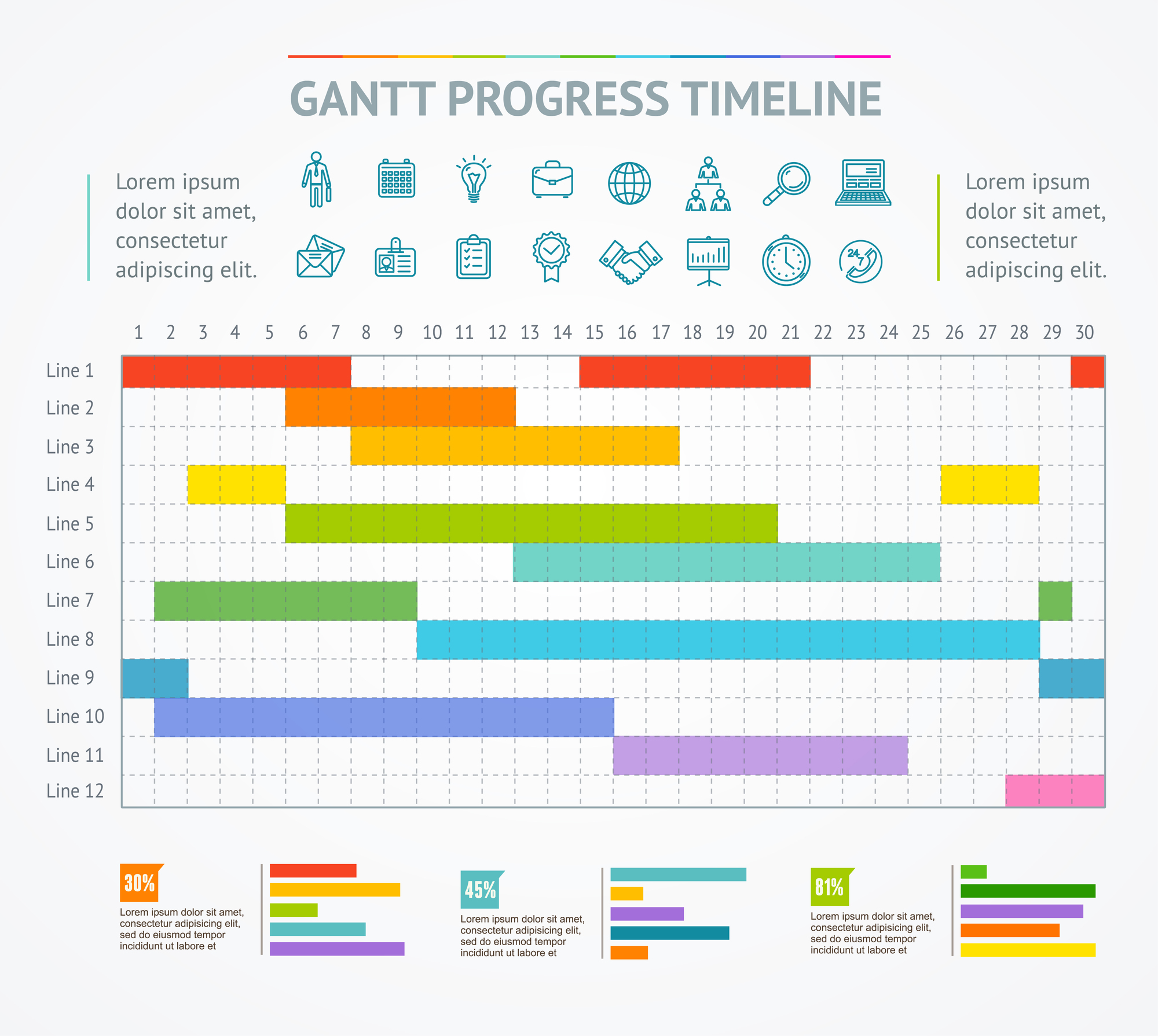 Gantt Progress Line. Vector